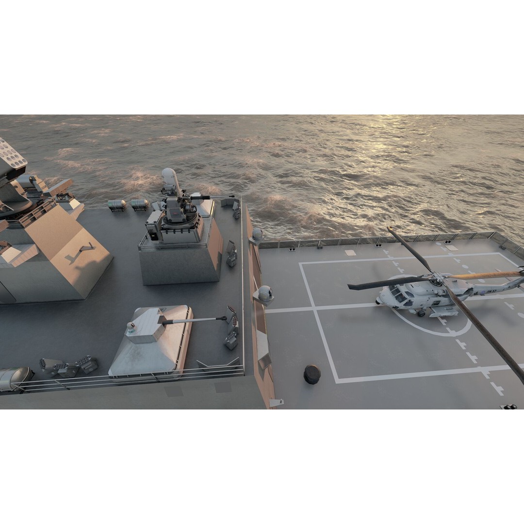 Multirole European Navy Stealth Destroyer 3D Model – Detailed Military Vessel, FBX/OBJ - View 27