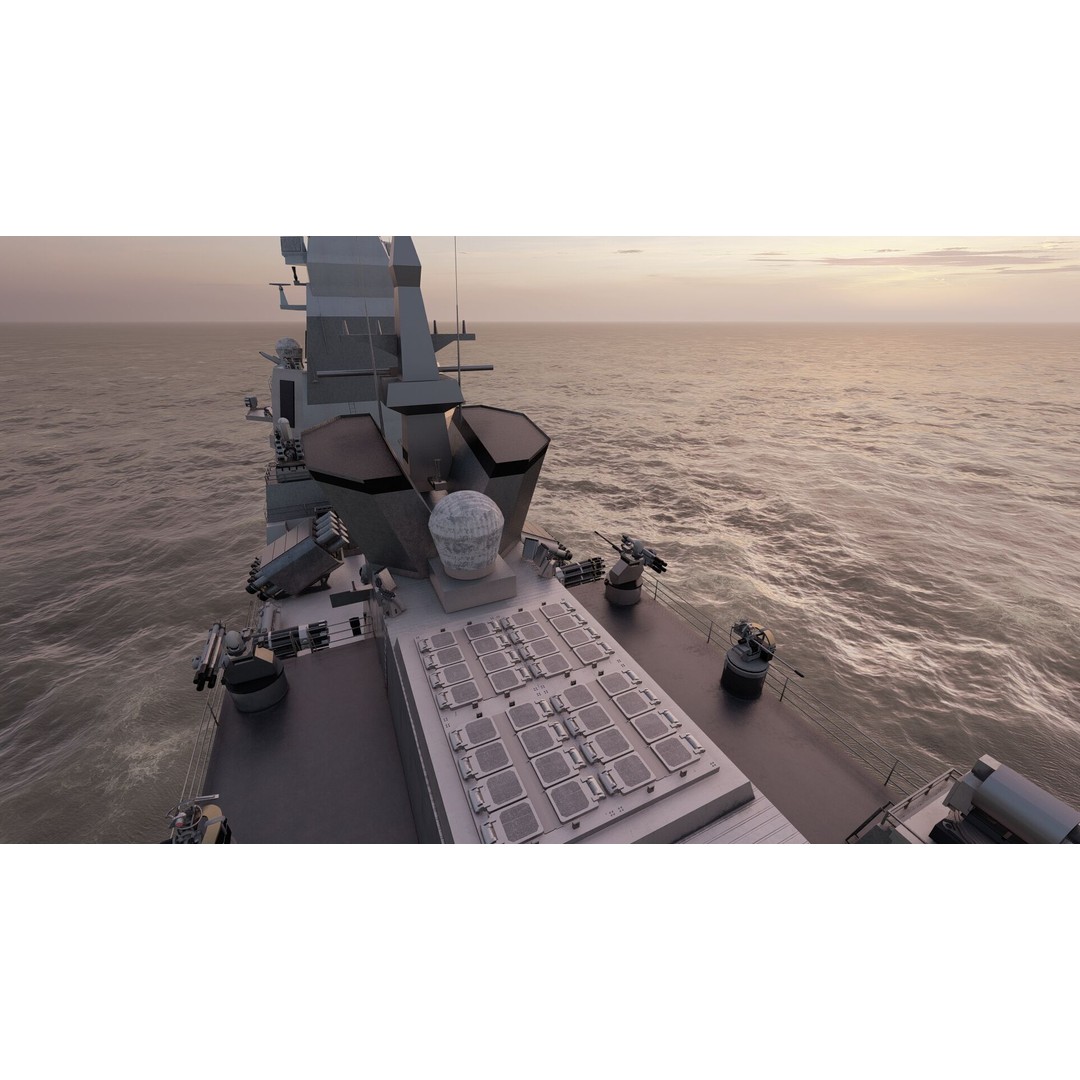 Multirole European Navy Stealth Destroyer 3D Model – Detailed Military Vessel, FBX/OBJ - View 31