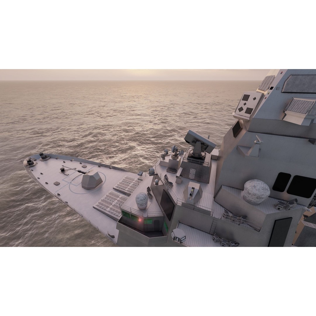 Multirole European Navy Stealth Destroyer 3D Model – Detailed Military Vessel, FBX/OBJ - View 33