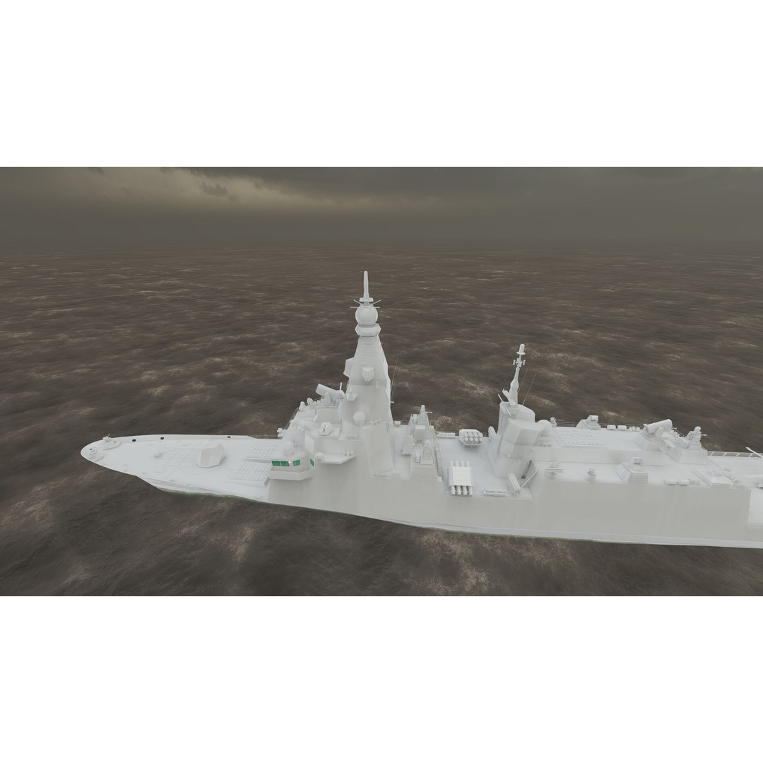 Multirole European Navy Stealth Destroyer 3D Model – Detailed Military Vessel, FBX/OBJ - View 35