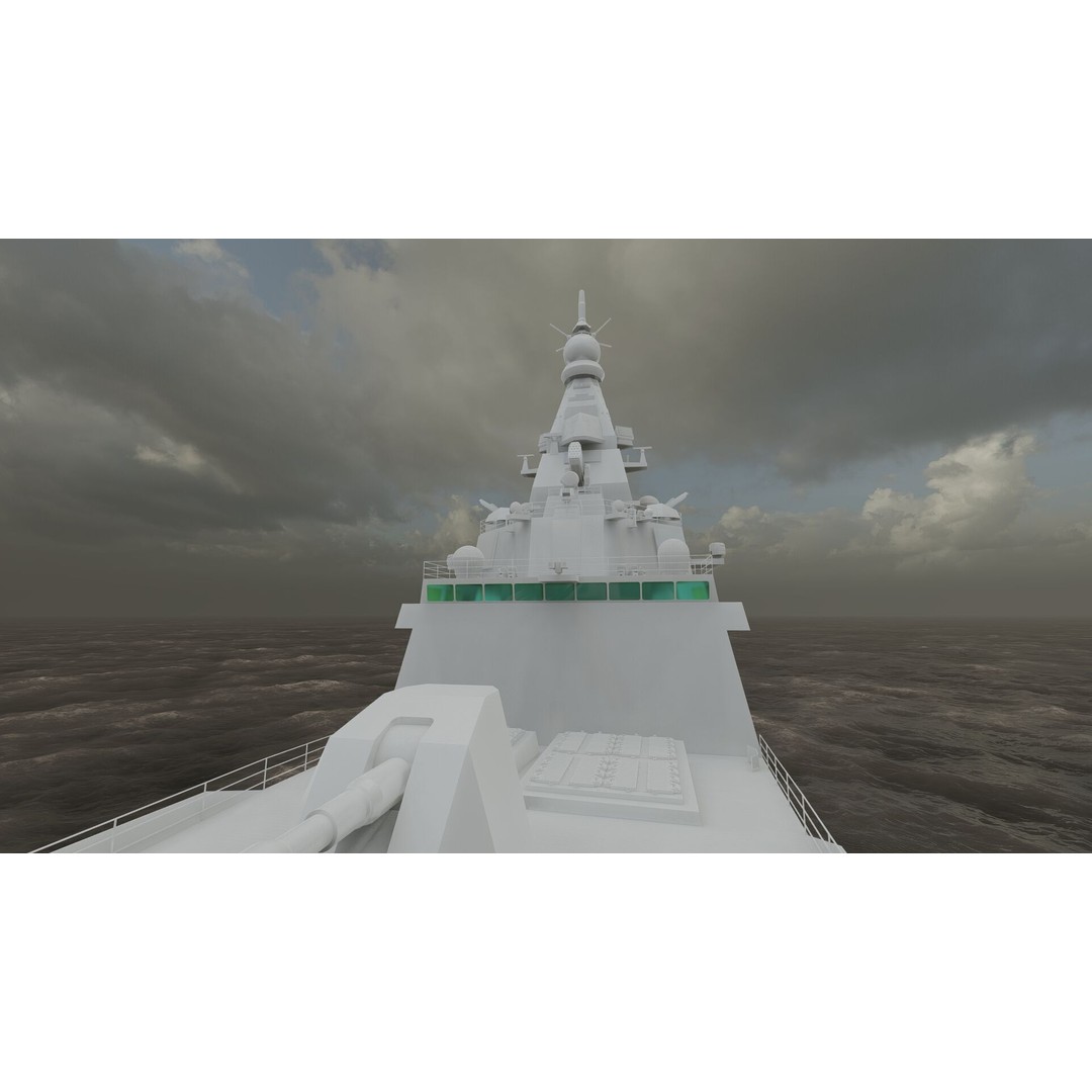 Multirole European Navy Stealth Destroyer 3D Model – Detailed Military Vessel, FBX/OBJ - View 38