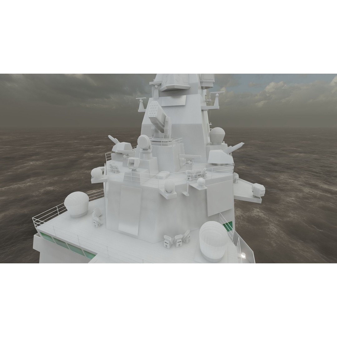 Multirole European Navy Stealth Destroyer 3D Model – Detailed Military Vessel, FBX/OBJ - View 39
