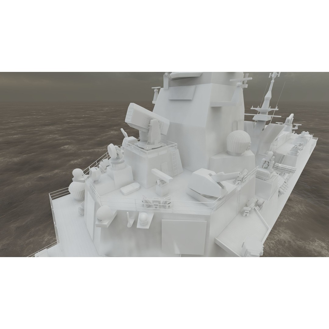 Multirole European Navy Stealth Destroyer 3D Model – Detailed Military Vessel, FBX/OBJ - View 40
