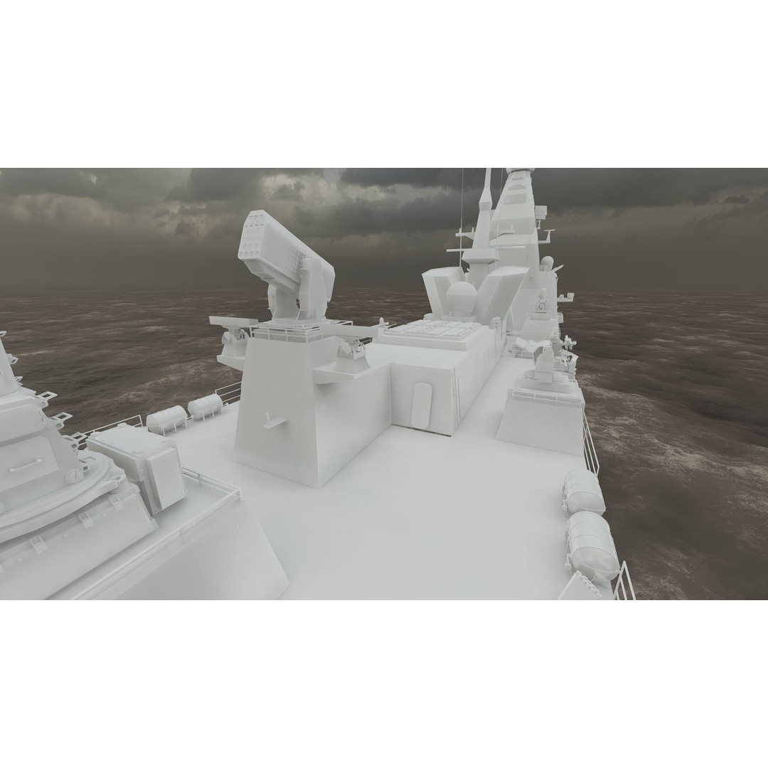 Multirole European Navy Stealth Destroyer 3D Model – Detailed Military Vessel, FBX/OBJ - View 45