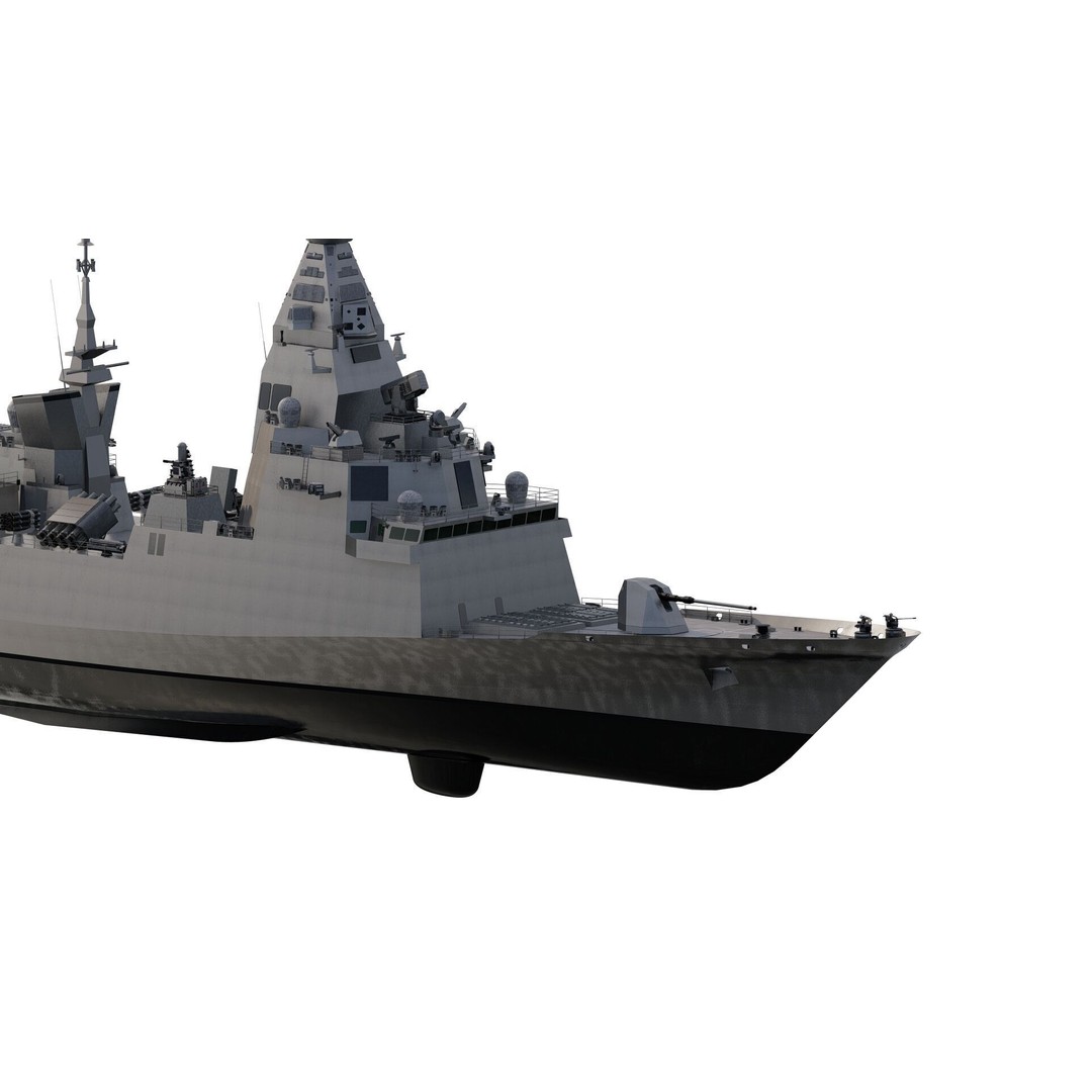 Multirole European Navy Stealth Destroyer 3D Model – Detailed Military Vessel, FBX/OBJ - View 5