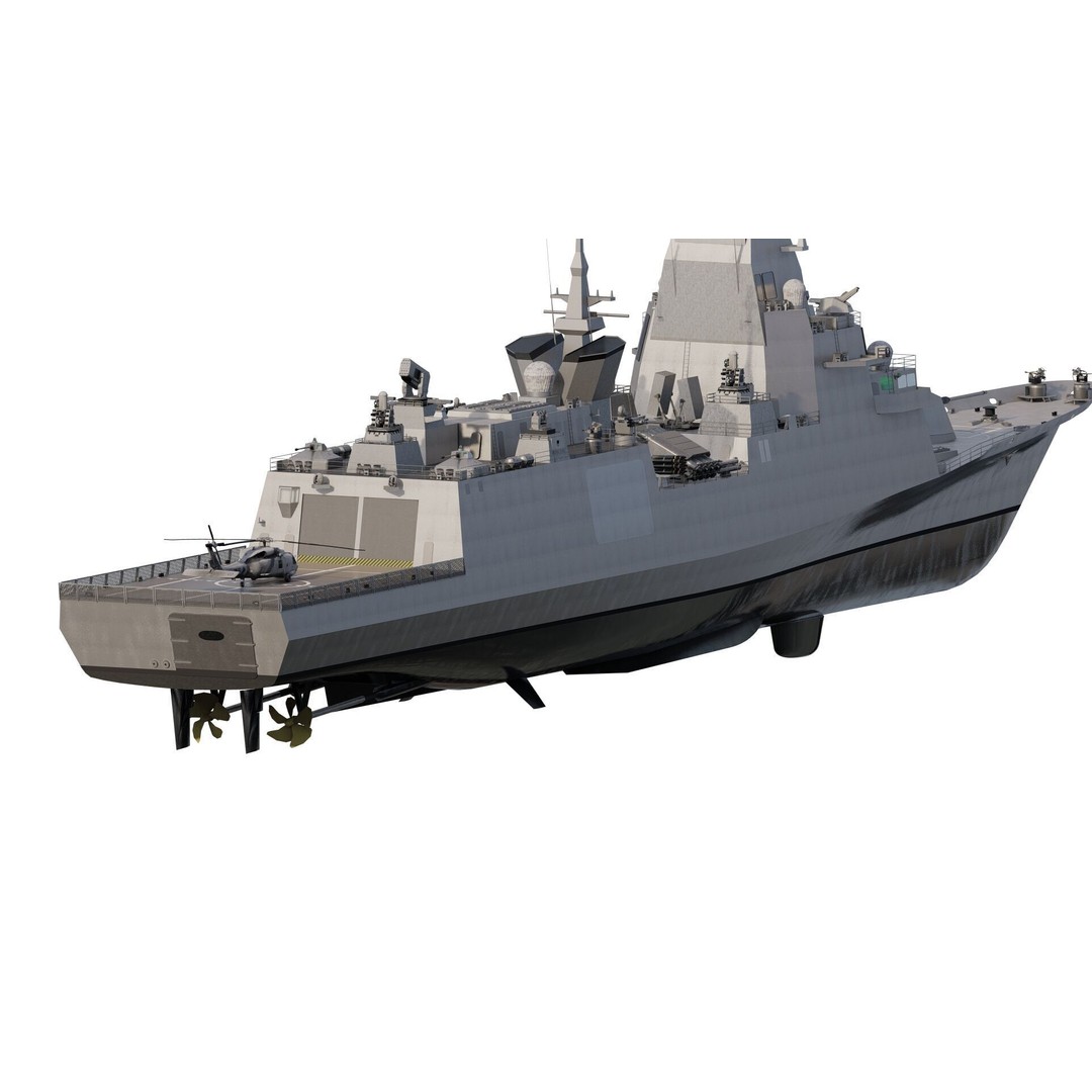 Multirole European Navy Stealth Destroyer 3D Model – Detailed Military Vessel, FBX/OBJ - View 6