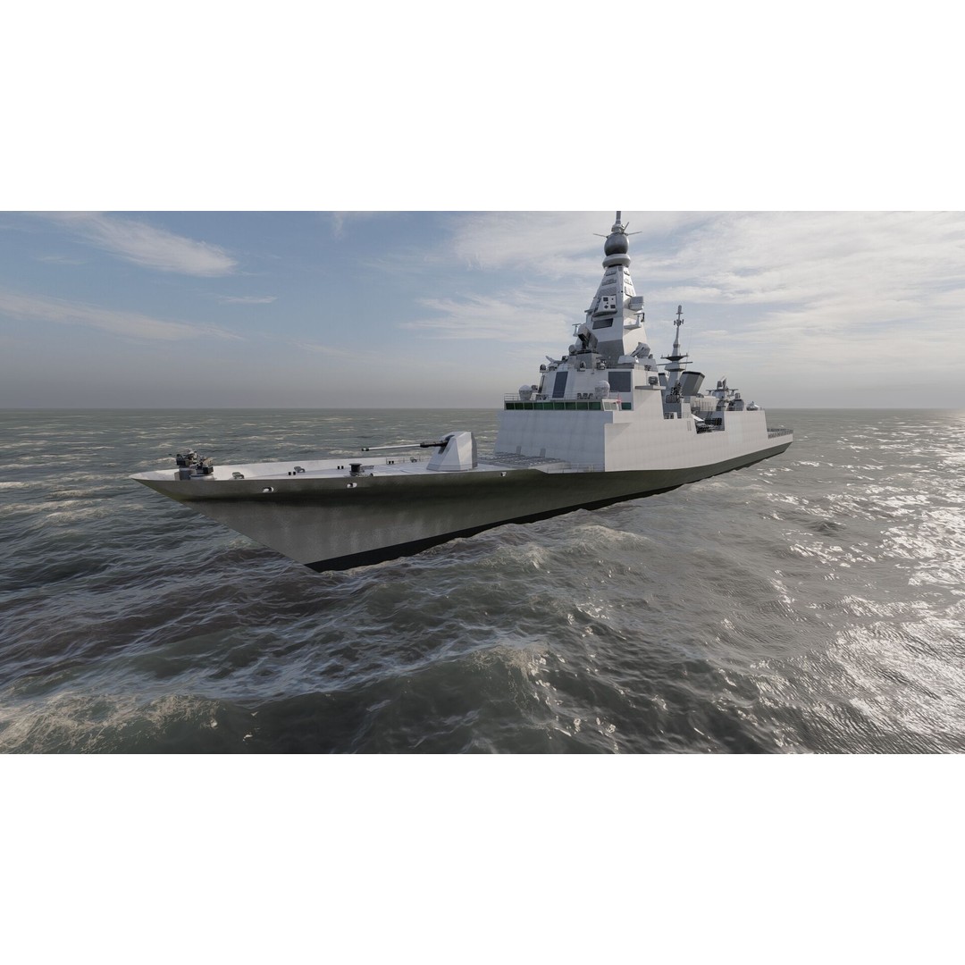 Multirole European Navy Stealth Destroyer 3D Model – Detailed Military Vessel, FBX/OBJ - View 9