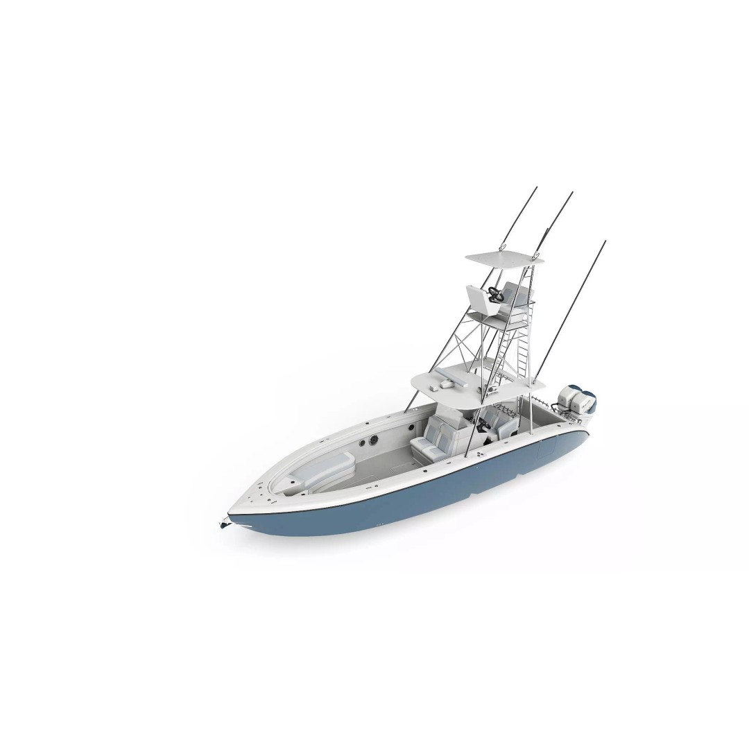 Sport Fishing Boat 3D Model – High Quality PBR Textured, FBX, Blender - View 3