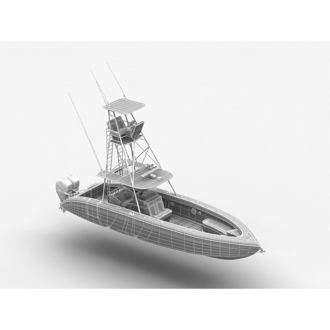 Sport Fishing Boat 3D Model – High Quality PBR Textured, FBX, Blender - View 4
