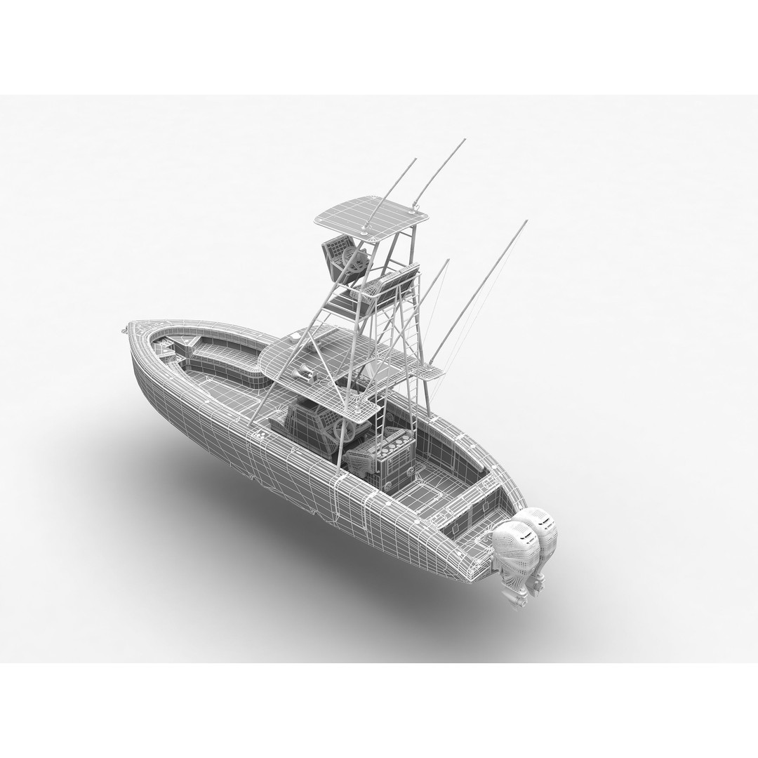 Sport Fishing Boat 3D Model – High Quality PBR Textured, FBX, Blender - View 5