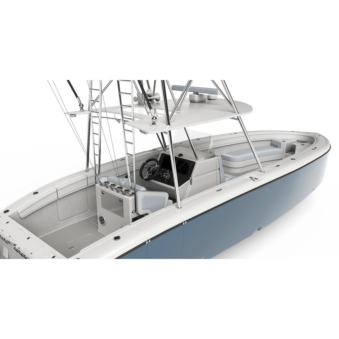 Sport Fishing Boat 3D Model – High Quality PBR Textured, FBX, Blender - View 9