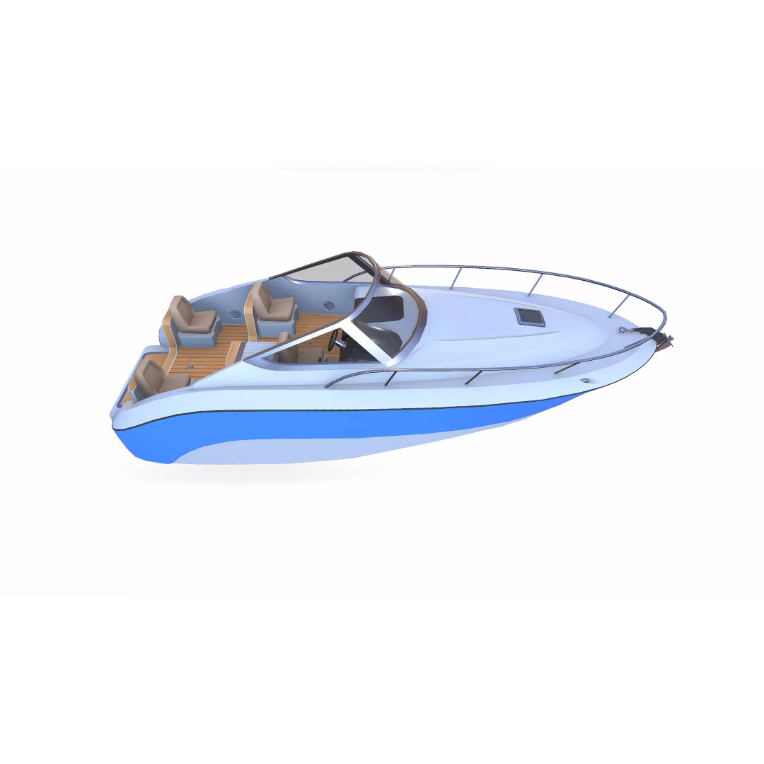 Speedboat 3D Model – Low Poly PBR Game Asset, FBX, OBJ - View 18