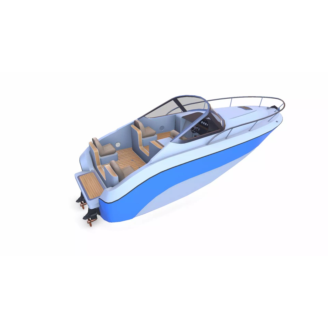 Speedboat 3D Model – Low Poly PBR Game Asset, FBX, OBJ - View 21