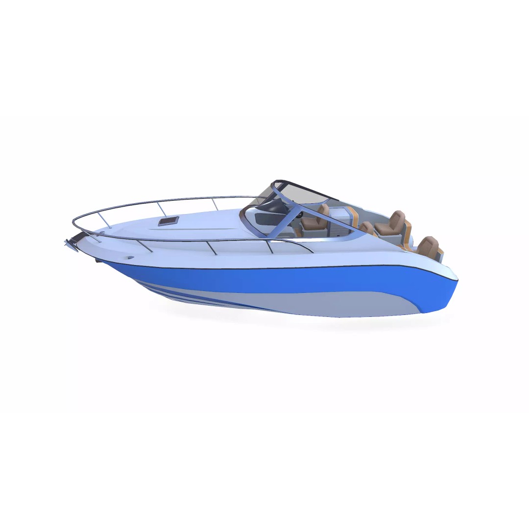 Speedboat 3D Model – Low Poly PBR Game Asset, FBX, OBJ - View 4