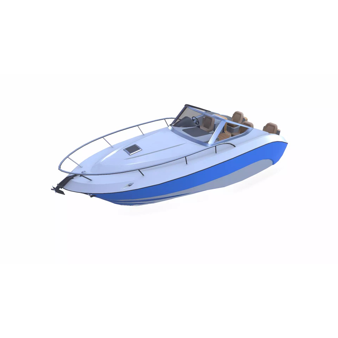 Speedboat 3D Model – Low Poly PBR Game Asset, FBX, OBJ - View 5