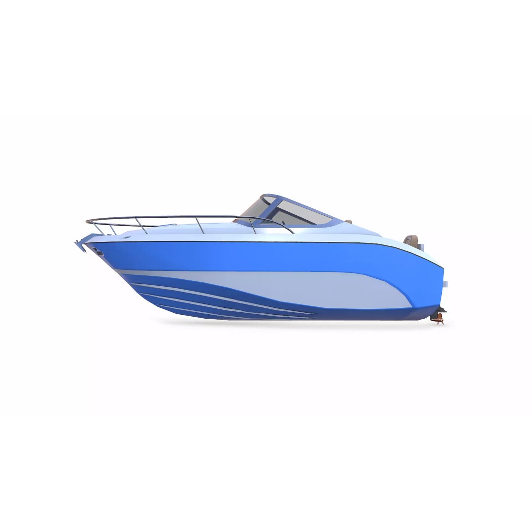 Speedboat 3D Model – Low Poly PBR Game Asset, FBX, OBJ - View 6