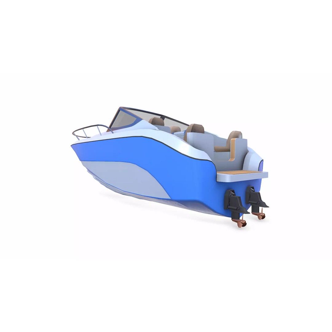 Speedboat 3D Model – Low Poly PBR Game Asset, FBX, OBJ - View 7