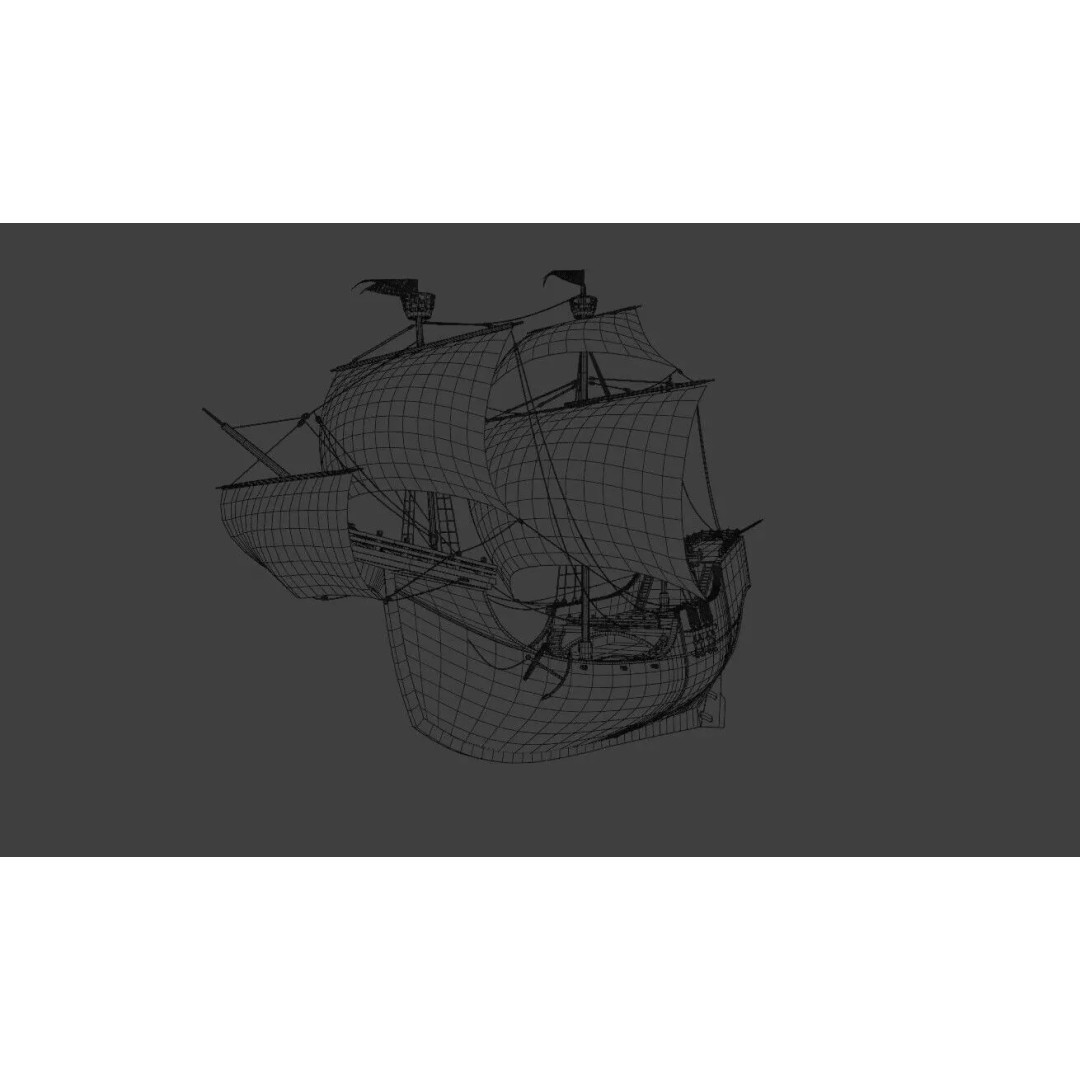 Santa Maria 3D Model – Low Poly Historic Sailing Ship, FBX, Blender - View 12