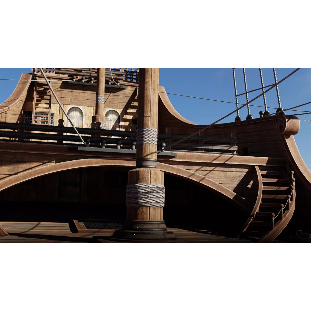 Santa Maria 3D Model – Low Poly Historic Sailing Ship, FBX, Blender - View 8