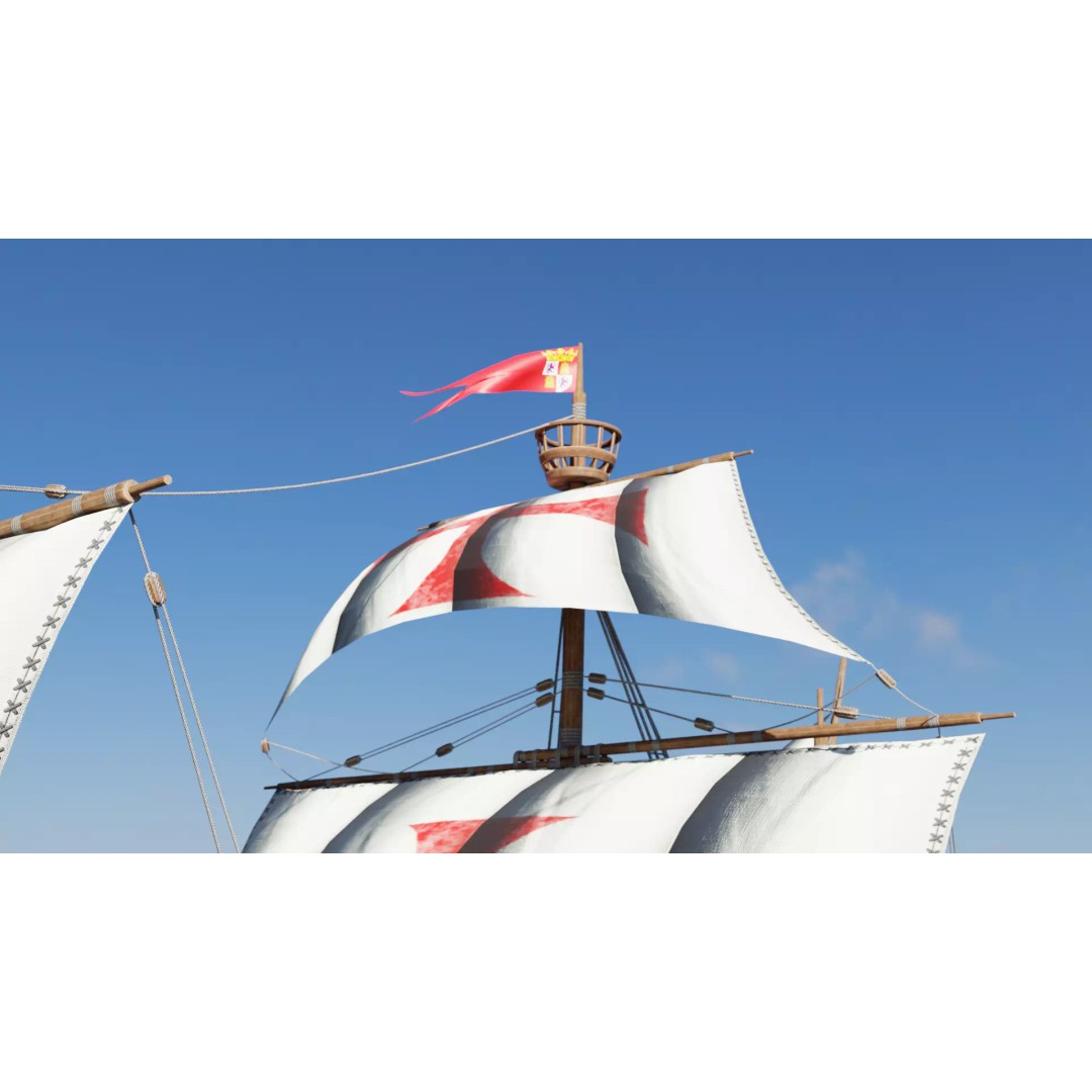 Santa Maria 3D Model – Low Poly Historic Sailing Ship, FBX, Blender - View 9