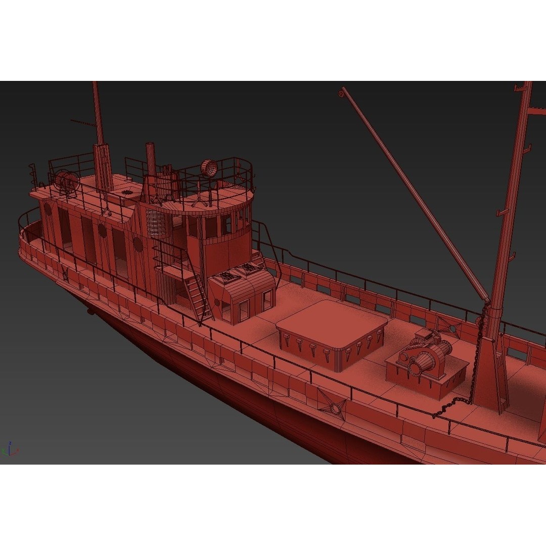 Old Abandoned Rusted Ship 3D Model – Low Poly Game Asset, FBX, OBJ - View 19