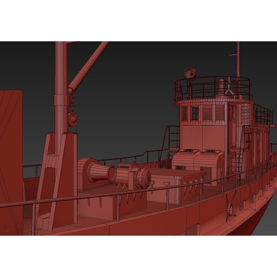 Old Abandoned Rusted Ship 3D Model – Low Poly Game Asset, FBX, OBJ - View 22