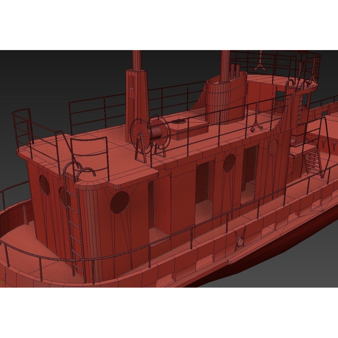 Old Abandoned Rusted Ship 3D Model – Low Poly Game Asset, FBX, OBJ - View 23