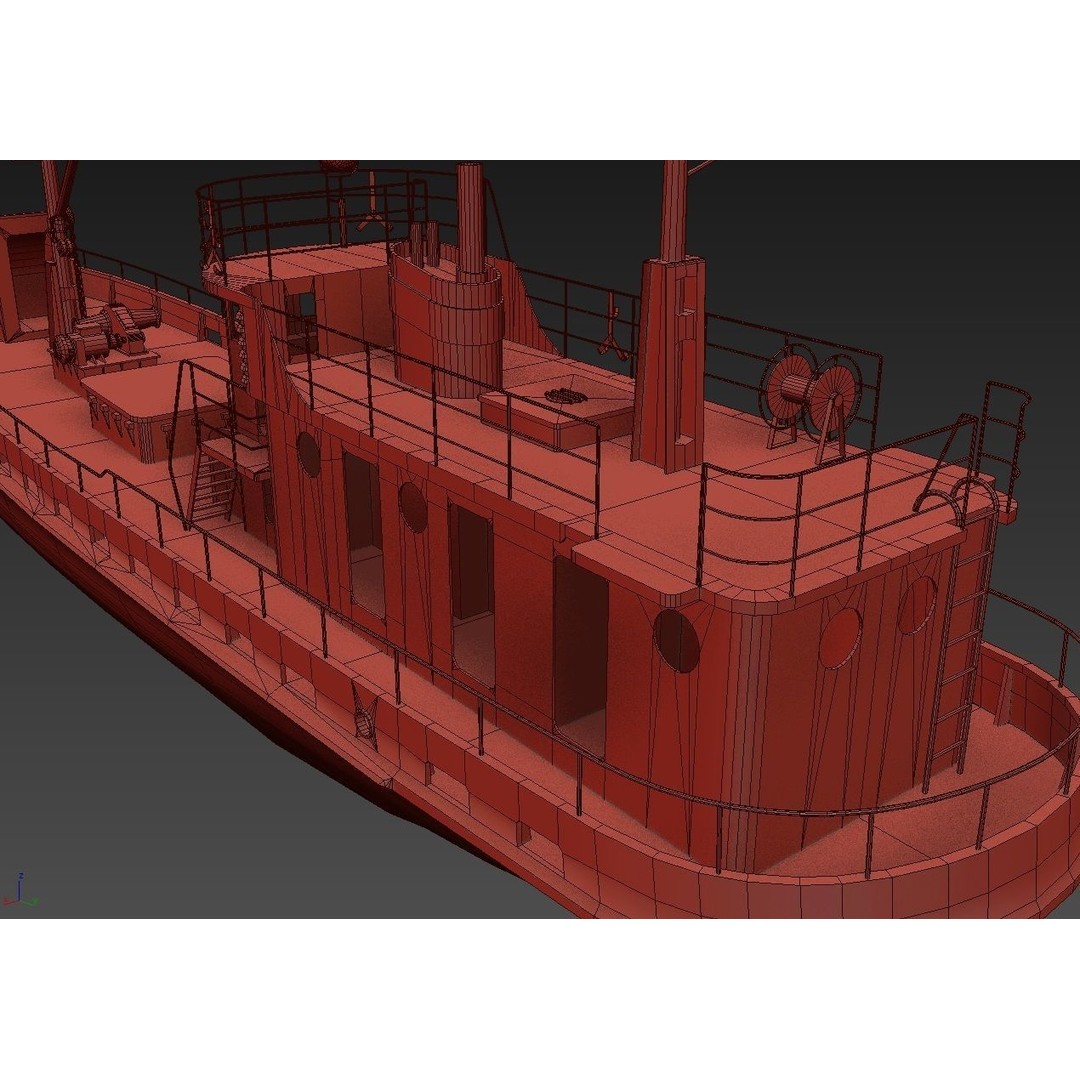 Old Abandoned Rusted Ship 3D Model – Low Poly Game Asset, FBX, OBJ - View 24