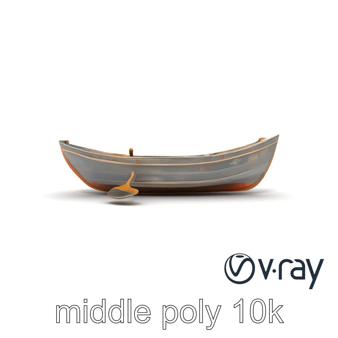 Weathered Rowboat 3D Model – Low Poly Game Asset, FBX, PBR Textures