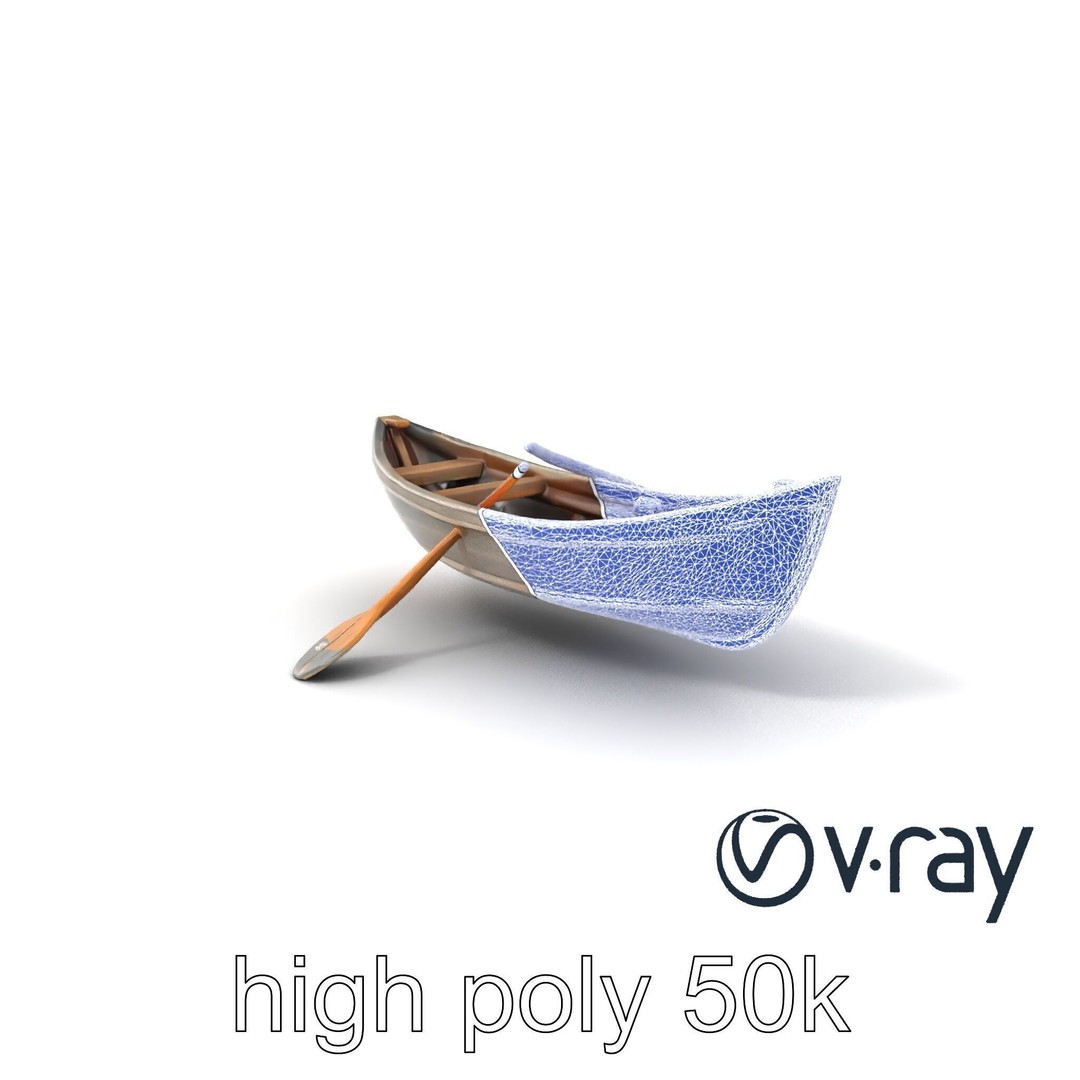 Weathered Rowboat 3D Model – Low Poly Game Asset, FBX, PBR Textures - View 11