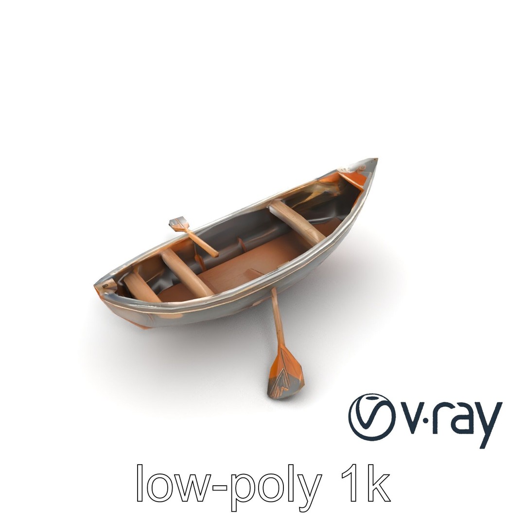 Weathered Rowboat 3D Model – Low Poly Game Asset, FBX, PBR Textures - View 19