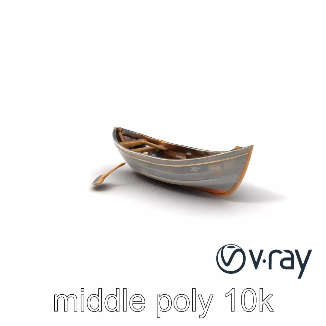 Weathered Rowboat 3D Model – Low Poly Game Asset, FBX, PBR Textures - View 2