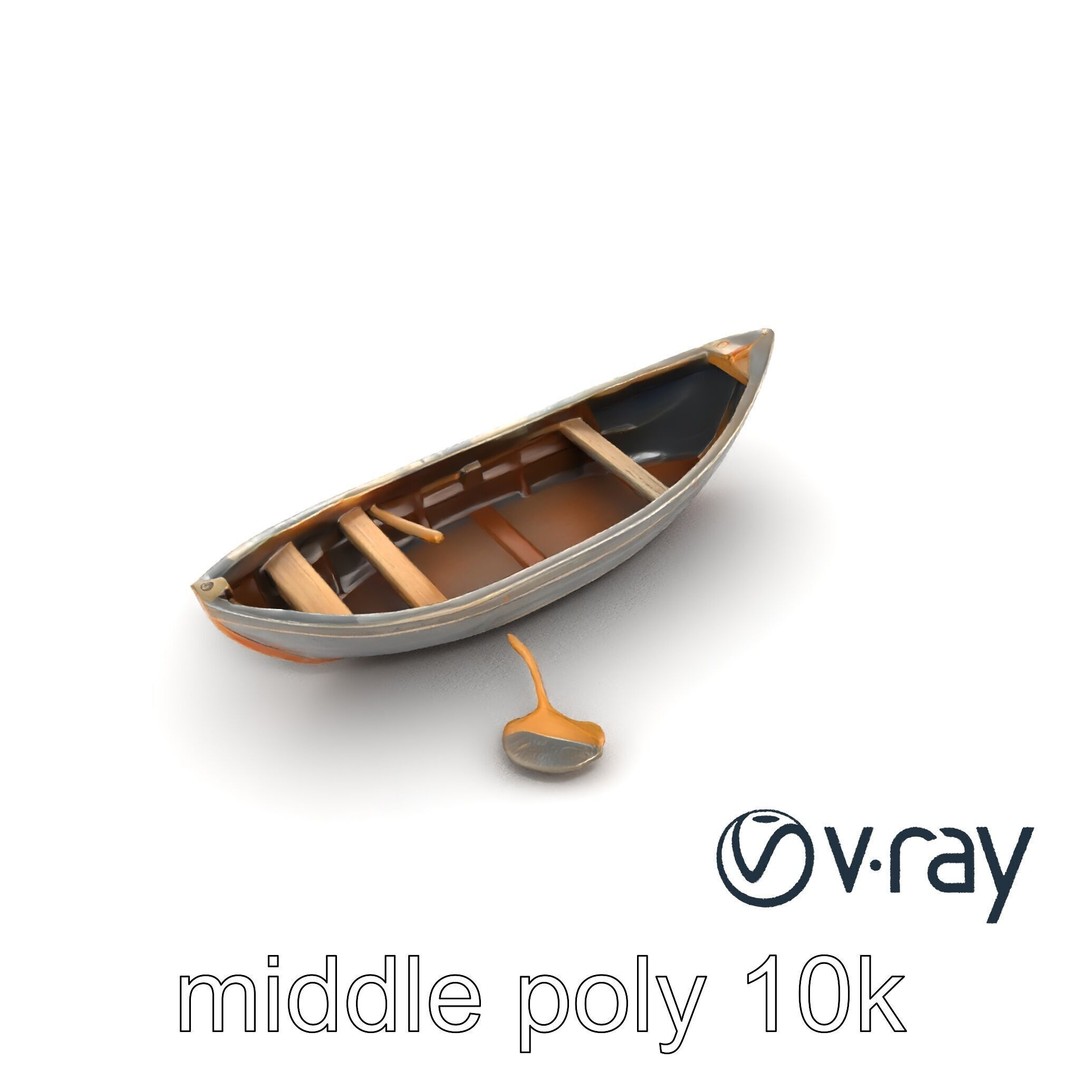 Weathered Rowboat 3D Model – Low Poly Game Asset, FBX, PBR Textures - View 20