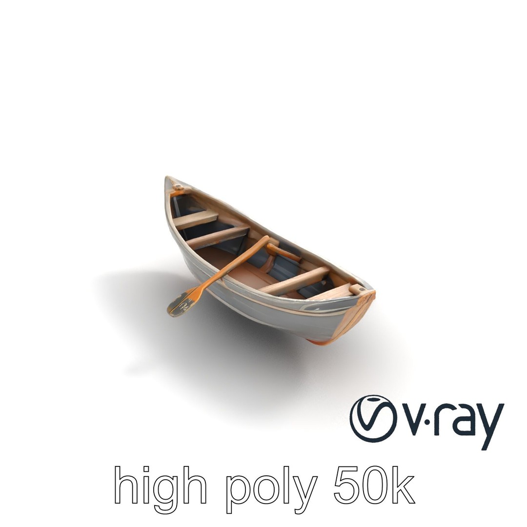 Weathered Rowboat 3D Model – Low Poly Game Asset, FBX, PBR Textures - View 25