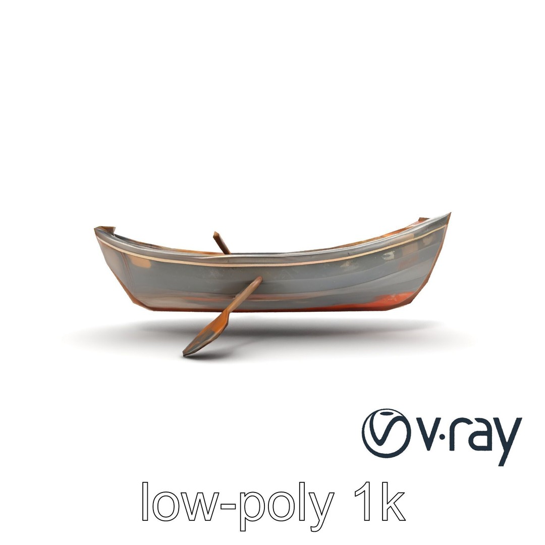 Weathered Rowboat 3D Model – Low Poly Game Asset, FBX, PBR Textures - View 27