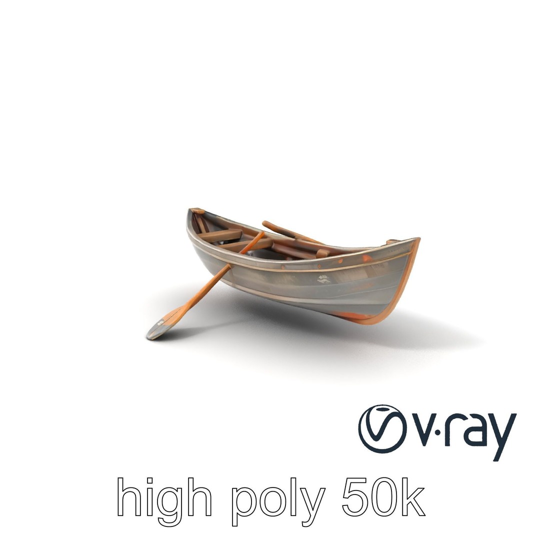 Weathered Rowboat 3D Model – Low Poly Game Asset, FBX, PBR Textures - View 3