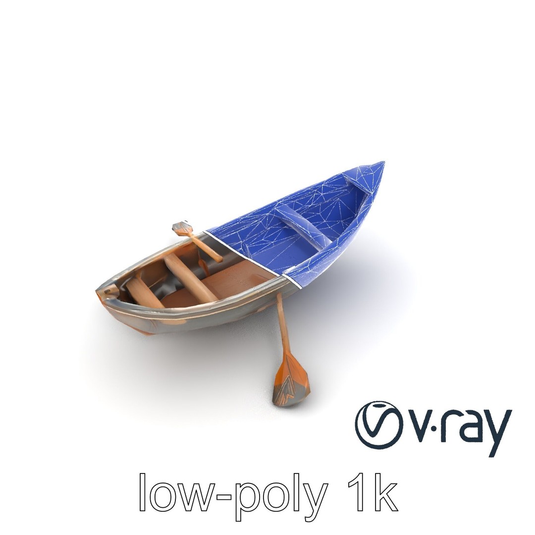 Weathered Rowboat 3D Model – Low Poly Game Asset, FBX, PBR Textures - View 32