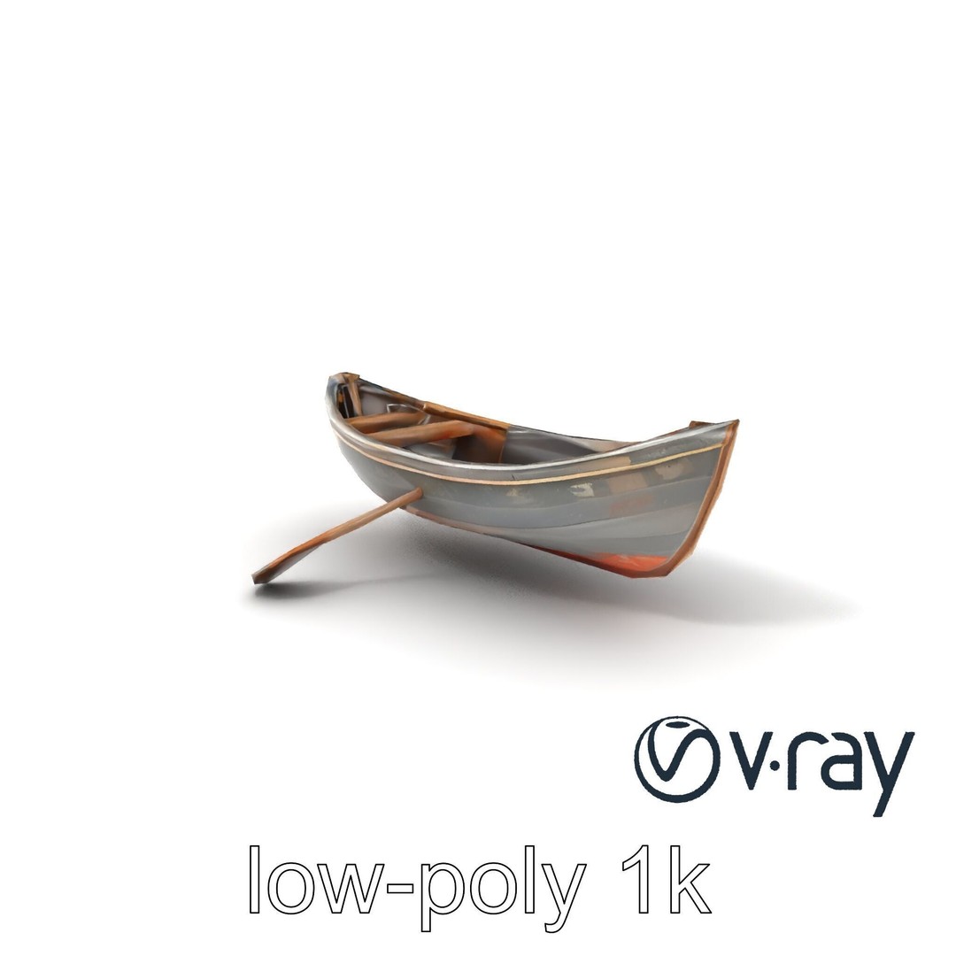 Weathered Rowboat 3D Model – Low Poly Game Asset, FBX, PBR Textures - View 6
