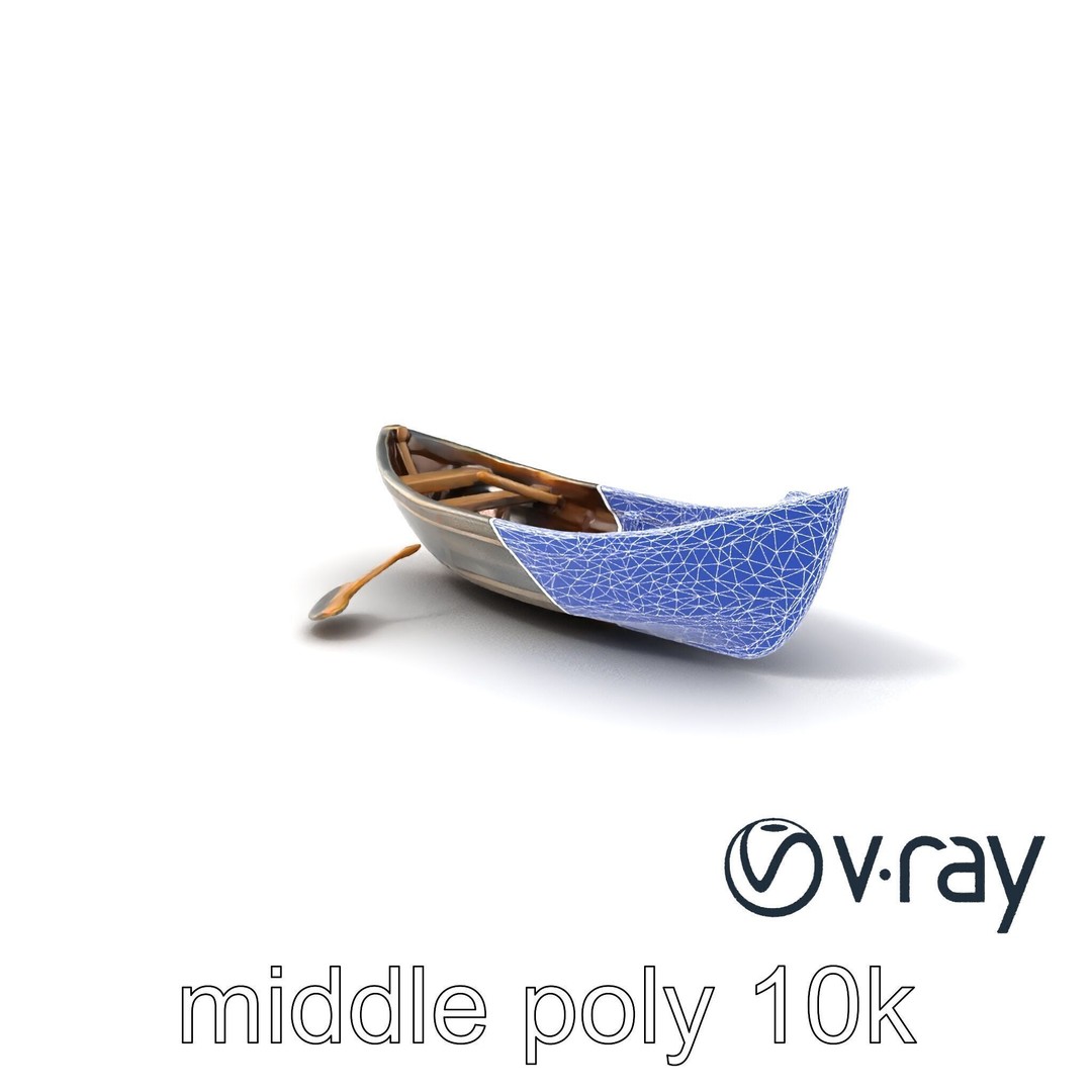 Weathered Rowboat 3D Model – Low Poly Game Asset, FBX, PBR Textures - View 7