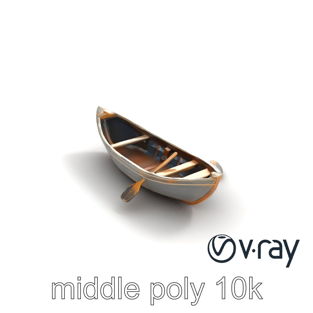 Weathered Rowboat 3D Model – Low Poly Game Asset, FBX, PBR Textures - View 9