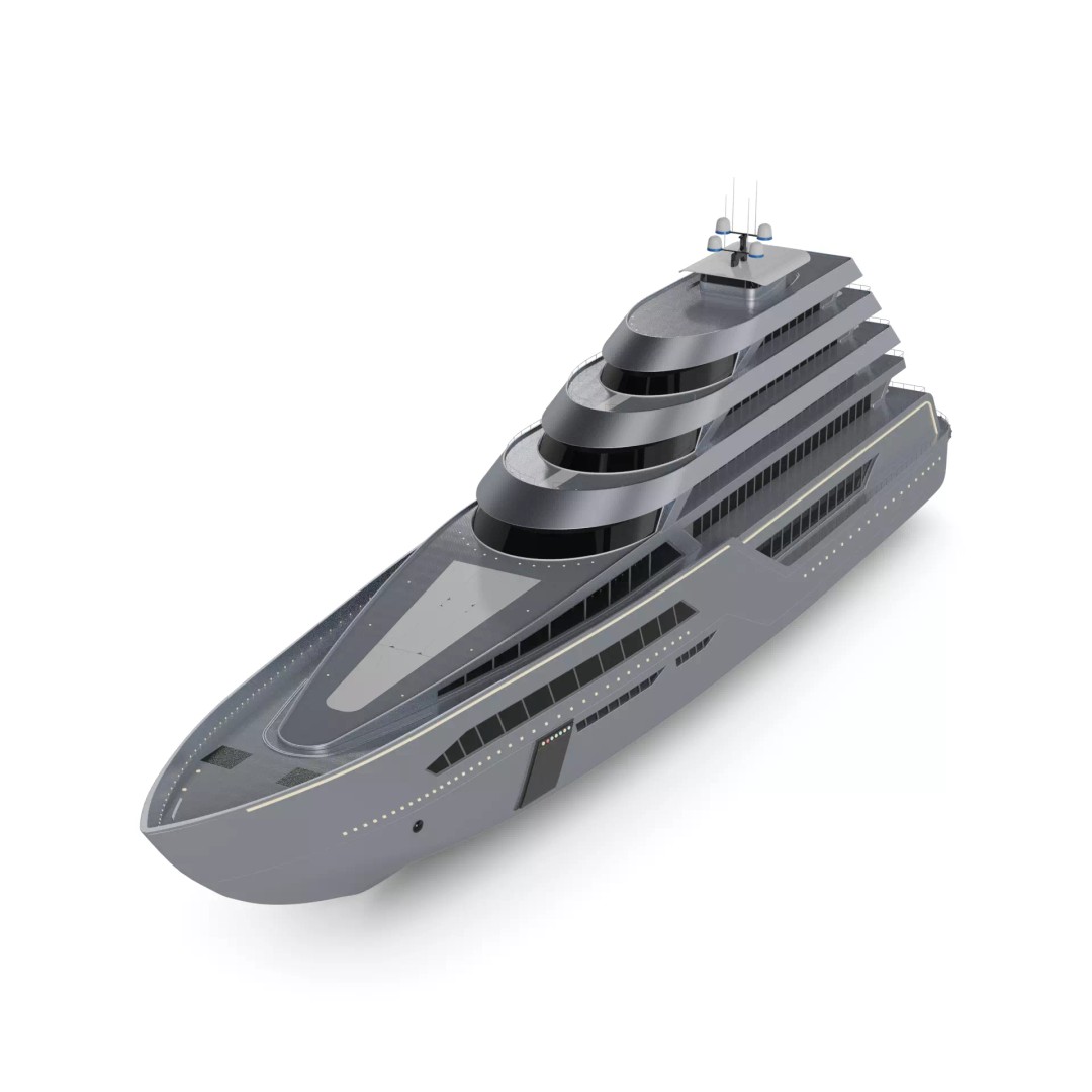 Motor Yacht 3D Model – Futuristic Luxury Watercraft, FBX