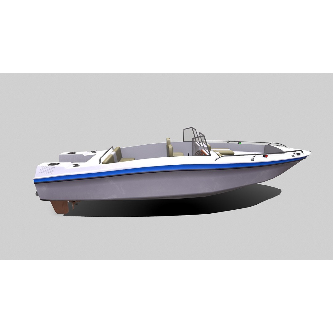 Ski Boat 3D Model – Low Poly PBR Game Asset, FBX, OBJ - View 12