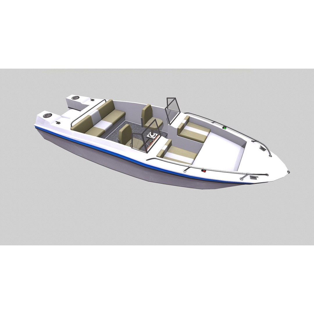 Ski Boat 3D Model – Low Poly PBR Game Asset, FBX, OBJ - View 13