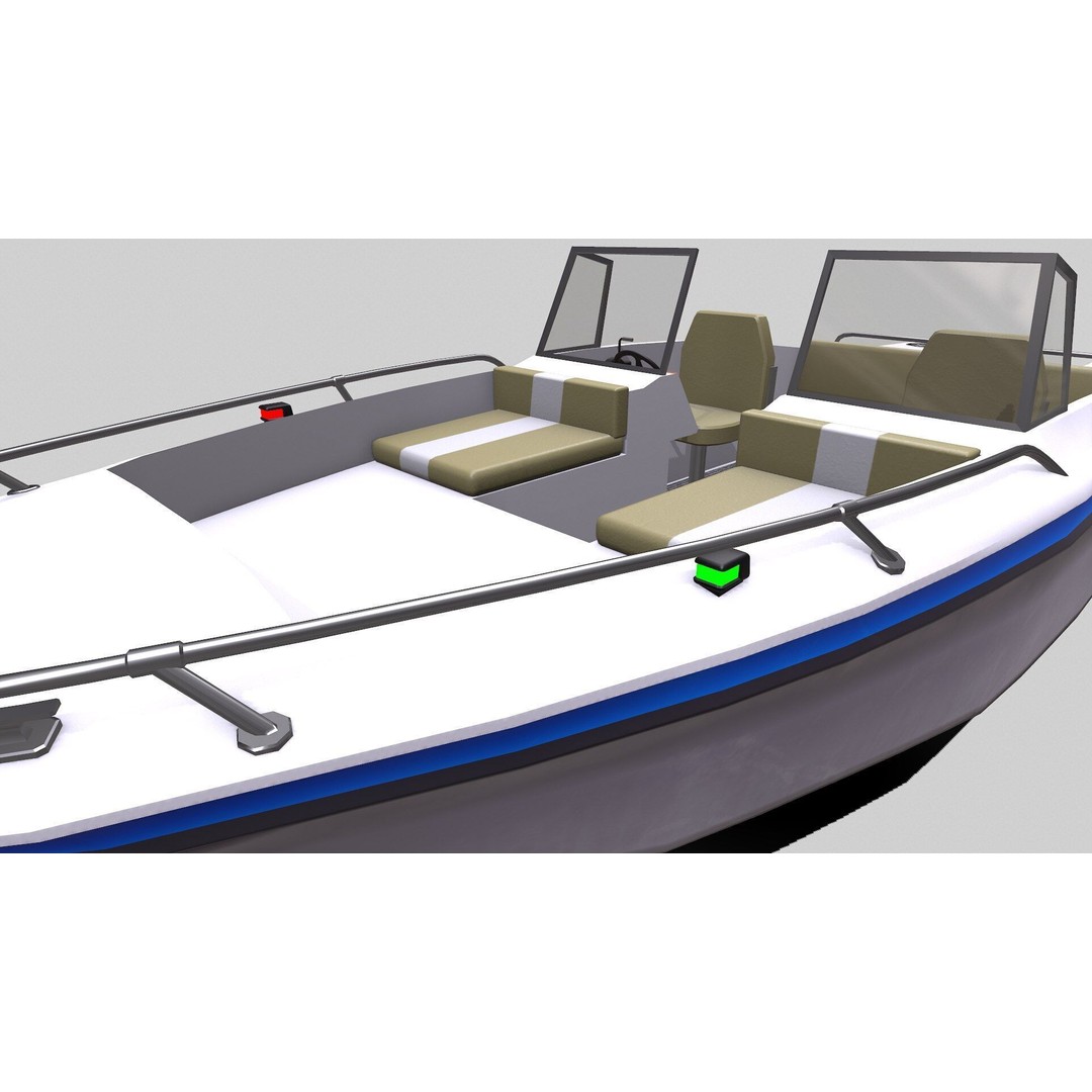 Ski Boat 3D Model – Low Poly PBR Game Asset, FBX, OBJ - View 24