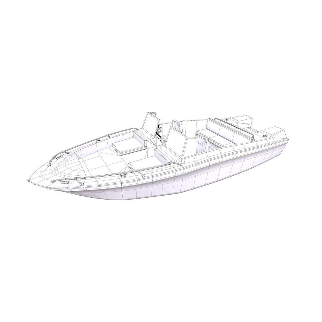 Ski Boat 3D Model – Low Poly PBR Game Asset, FBX, OBJ - View 25