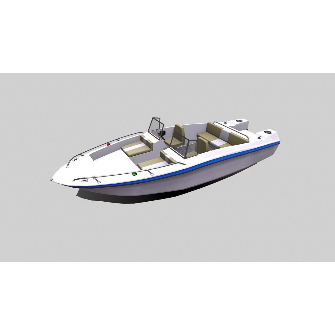 Ski Boat 3D Model – Low Poly PBR Game Asset, FBX, OBJ - View 3