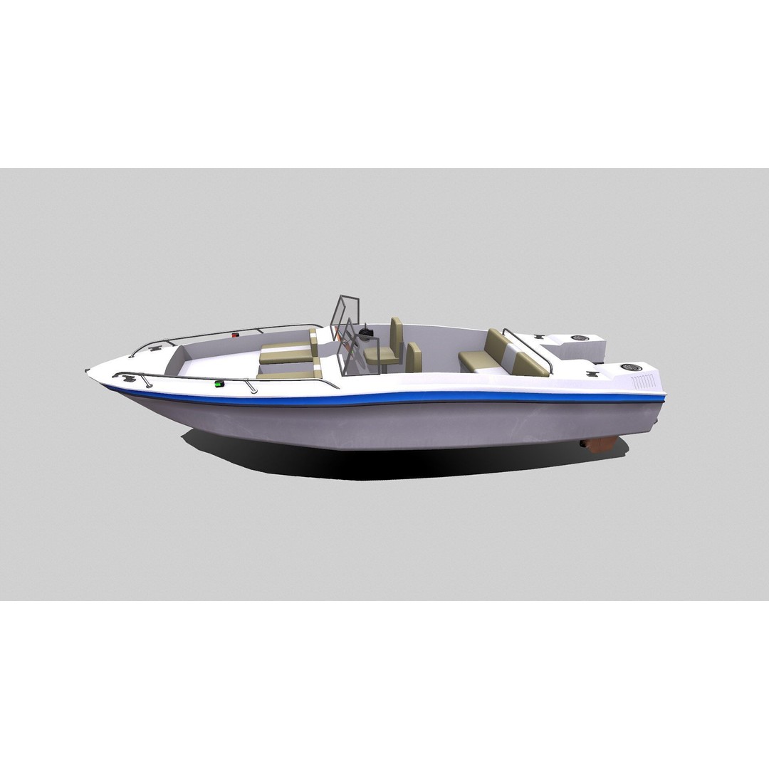 Ski Boat 3D Model – Low Poly PBR Game Asset, FBX, OBJ - View 4