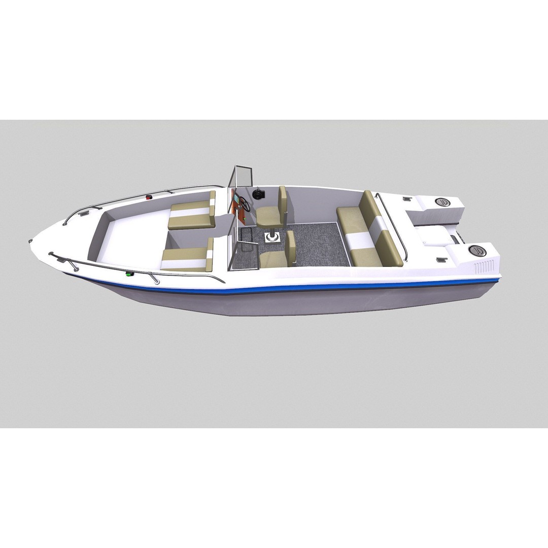 Ski Boat 3D Model – Low Poly PBR Game Asset, FBX, OBJ - View 5