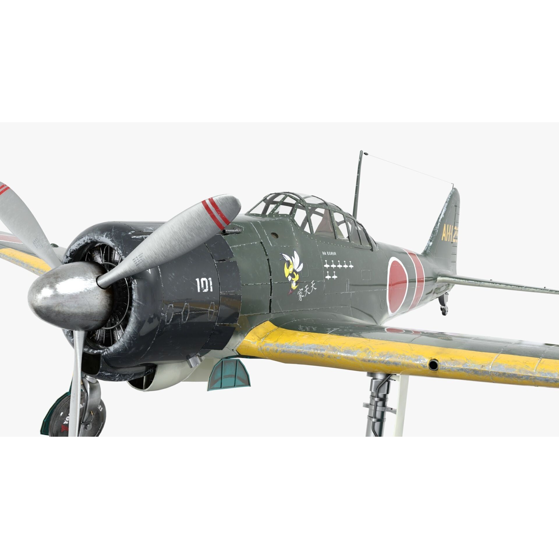 Mitsubishi A6M Zero - Low-Poly Game-Ready 3D Model - View 10