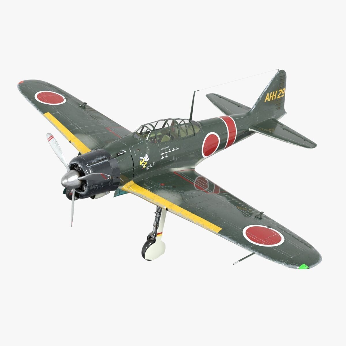 Mitsubishi A6M Zero - Low-Poly Game-Ready 3D Model - View 11